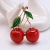 Factory direct sales of creative and light luxury Korean version new best-selling oil-dripping cherries. Light luxury creative retro brooches, simple and fashionable accessory pins in stock Application Scenario